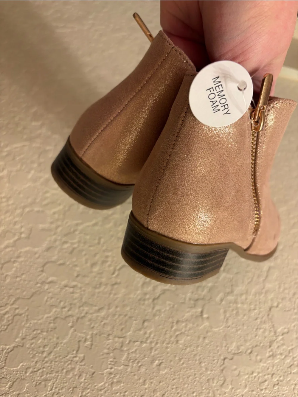 Sonoma Rose Gold Ankle Boots With Zipper *NEW WITH FLAW! Size Girls 1 Med